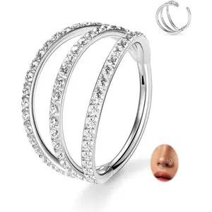 316L Surgical Steel Nose Hoop Septum Conch Piercing Jewelry Cartilage Daith Helix Tragus Rook Lobe Earring Triple/Double Nose Lip Ring 20G 18G 16G