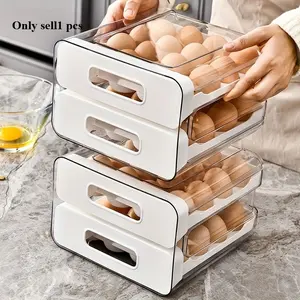 Transparent Dual-Layer Egg Storage Box with Drawers, Durable Pet+PP Material, Perfect for Fridge Organization, Keeps Eggs Fresh and Organized