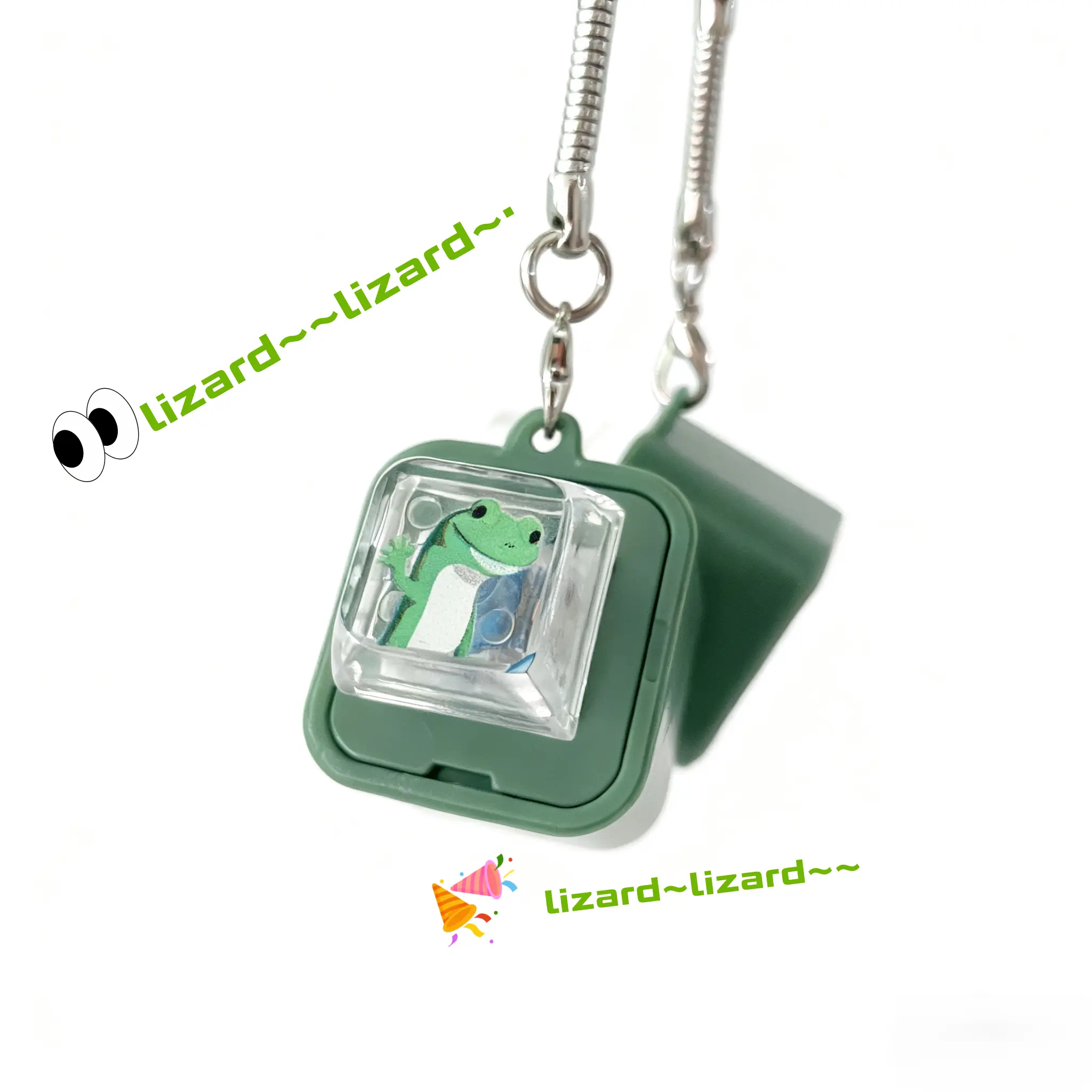 Lizard Button Keychain - Green Cartoon Clicker Accessory - TikTok Shop