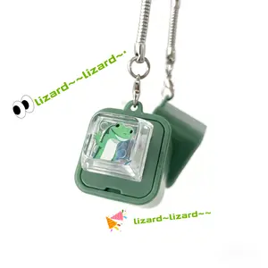 Lizard Button Keychain Clicker Keyboard Accessories Meme Toy Sound Green Lizard Design Cartoon Characters Durable Plastic Compact Portable Gift