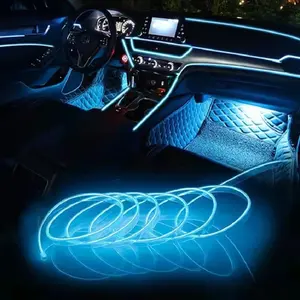 1pc 3M/118.11inch Car Interior Lights Ambient Lighting, USB Powered Waterproof EI Cold Light, 5V Glowing Neon String Lights for Car Seat, Console, Door, Dash Decoration