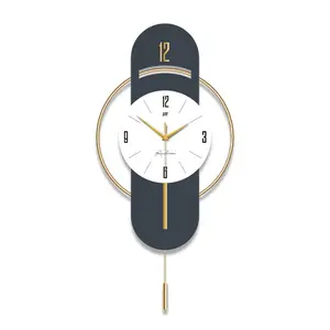 16.5"x33" Large Wall Clock Modern Metal Wall Watch Home Office Battery Powered Decor Decoration Kitchen Light Room Wood