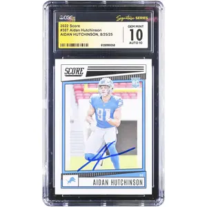 Aidan Hutchinson Detroit Lions Autographed 2022 Panini Score #307 CGC Fanatics Witnessed Authenticated 10/10 Rookie Card - Fanatics Authentic Certified