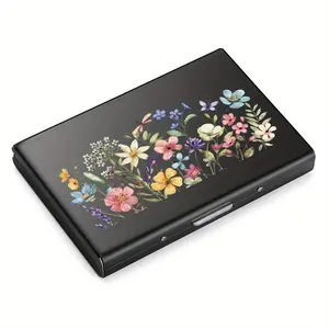 Flower Pattern metallic Card File, Multi-compartment Design Card Holder, Stylish metallic Wallet, Safe Card Storage, Perfect Gift for Father's Day