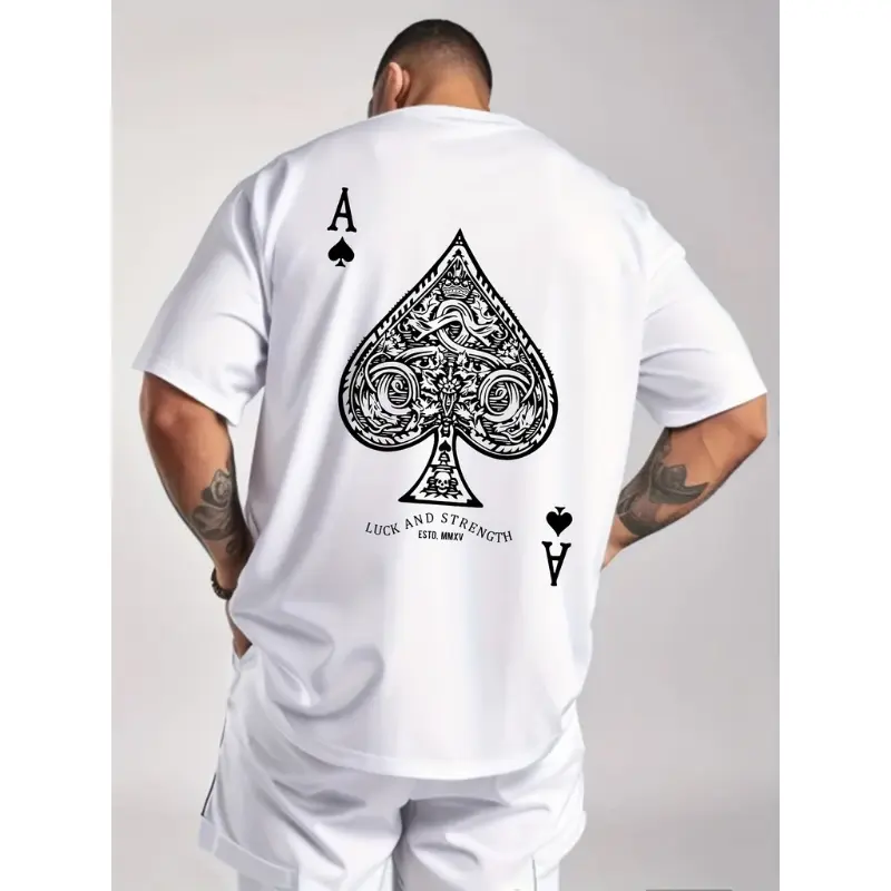 Men's Vintage Print Cotton Tee - Menswear Short-Sleeve Tops, USA-Made Thermally Optimized Breathable Fabric, Casual Minimalist Tropical Streetwear, Shortsleeve, Round Neck, Ultra-Combed, Crew Neck, All-Seasons, 180G, Plain, Reactive Ink, Vintage Motif, Sh