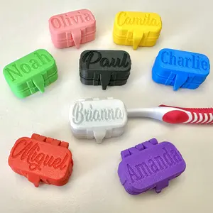 Toothbrush Cover Case | Personalized | Custom Name Engraved | Secure Locking Cover With Hinge | For Travel, Decor, Gift for Family & Friends Accessory Organiser