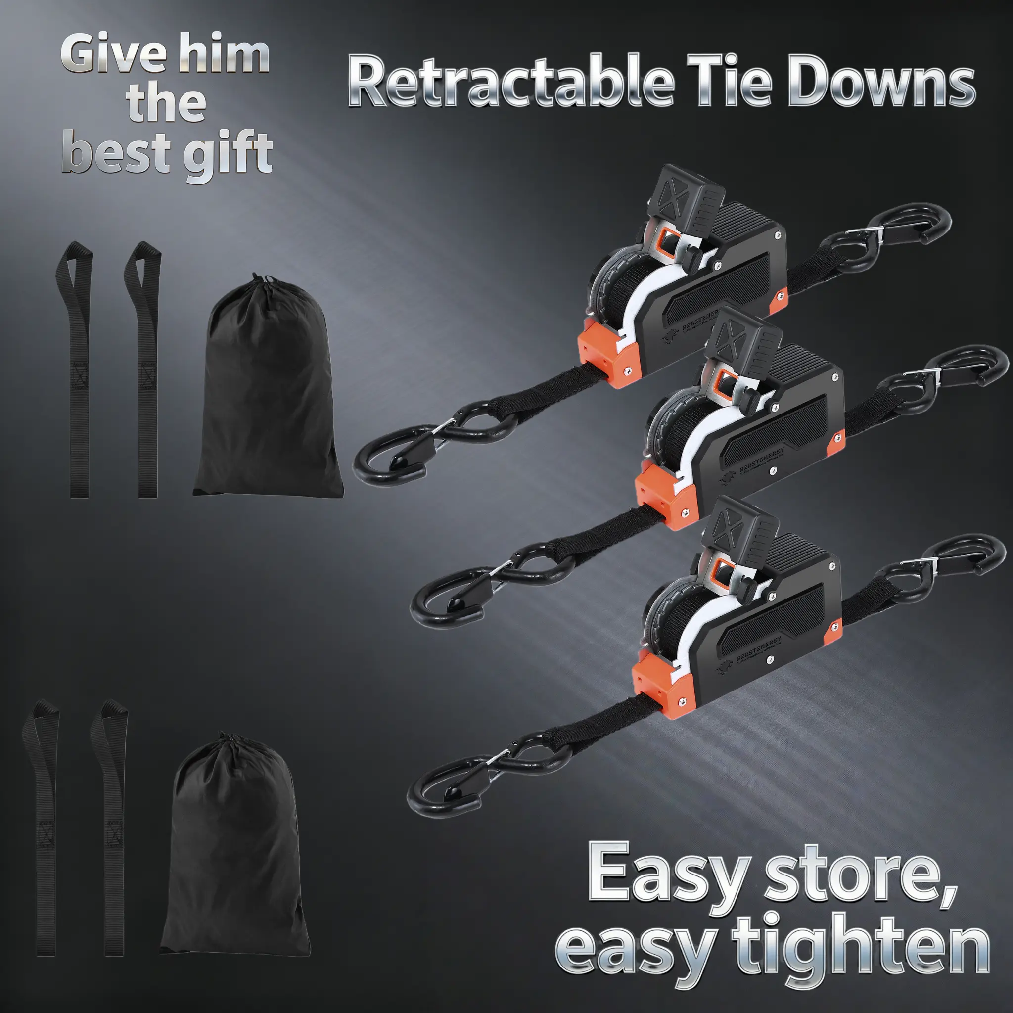 Double-Ended Retractable Ratchet Strap with Locking S-Hook for Outdoor Off-Road Enthusiasts Secure Equipment Fastening Ideal for Vehicles Logistics and Handling Self-tightening Strap