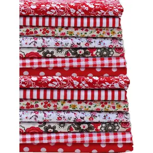 14 Pieces 7 Designs Square Bundles Sewing Square Patchwork Precut Scraps for DIY Quilting Applique Doll Dress (Red)