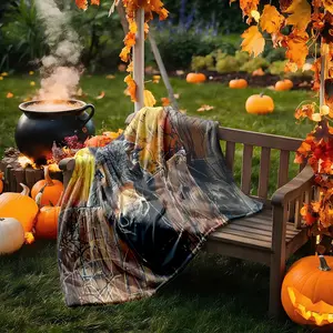 1 piece Realistic landscape of a donkey's head in an autumn countryside themed flannel blanket - Modern-style flannel blanket, suitable for sofas and beds, all-season use, super soft and comfortable, digital printing, 100% polyester material