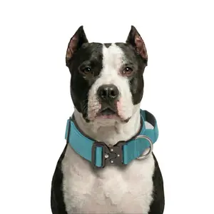 Tactical Dog Collar with Metal Buckle, Heavy Duty Nylon Pet Training Collar with Control Handle for Medium Large Dogs, Adjustable Outdoor Walking Collar for Bully Pitbull