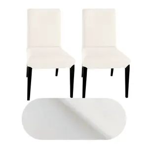 2 Pack - Dining Chair Slip Covers, Compatible with IKEA Henriksdal, White Linen Canvas