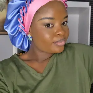 3in1 Hair Bonnet with Personalized Gold Initials H and G Black Bonnet 100% Handmade Special Design