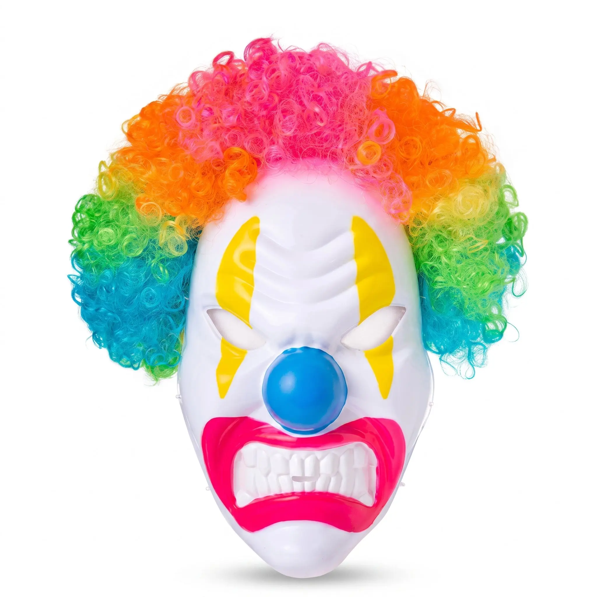 Neon Circus Light-Up Clown Mask with Rainbow Wig