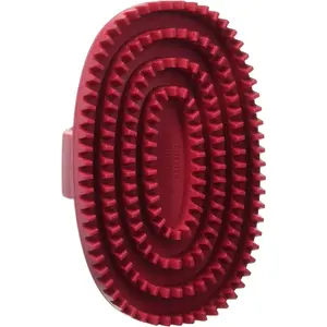 Essentials Rubber Curry Grooming Brush with Loop Handle Red Le Salon