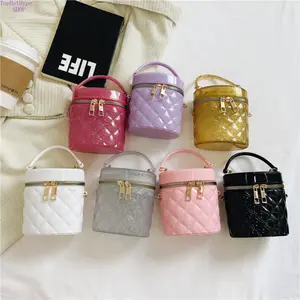 2026 New Kids Cylinder Jelly Mini Crossbody Bag, Cute Quilted Cosmetic Purse for Little Girls, Top Handle Handbag, Versatile Zipper Tote Bag for Dress Up & Daily Play,summervibes