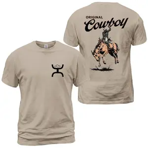 	 Hooey Original Cowboy Bucking Horse T-Shirt, Western Rodeo Rider Graphic Tee, Ranch Brand Front Chest Logo With Original Cowboy Back Print, Vintage Arena Outfit, Soft Cotton Tee Gift For Men and Women