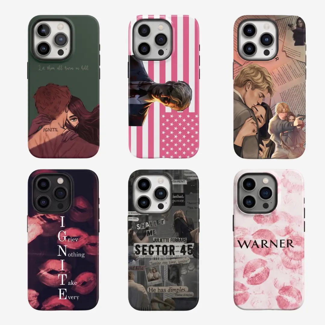 Sh4tter Me Series A-aaron Warner Phone Case, Cute Pink Kisses Villain Book Boyfriend Cover for iPhone, BookTok Dark Romance Reader Aesthetic Fan Gift
