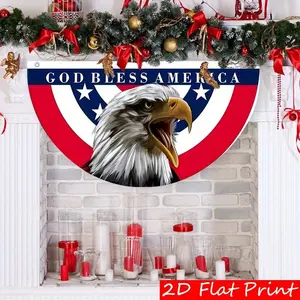 1pc Semi-Circular Fan-Shaped Christmas Outdoor Banner, Unique Half-Round Holiday Yard Flag for Front Porch, Durable Polyester for Halloween & Christmas Celebrations