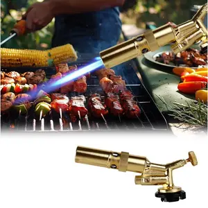 Portable Copper Alloy Handheld Kitchen Ignition Device - Kitchenware, Fully Enclosed Design, Adjustable Flame, High-temp, Suitable for Cooking and Outdoor Cooking, Gas Cylinder Not Included