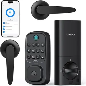 LNDU WL01 Smart Lock, Wi-Fi Keyless Entry Deadbolt with HandleSet – Supports Fingerprint, Alexa & Google Assistant, App Control, Auto-Lock, One-Time Code & Anti-Peeking Password