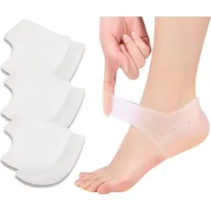 VivoFoot 3 Pairs Gel Heel Protectors, Silicone Heel Socks, Heel Sleeves, Heel Pain and Cracked Heels Relief for Men and Women