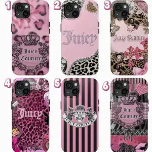 Juicy-couture leopard print phone case, compatible with iPhone17Pro 17Promax 16 16E 15 14 13 12 11, Sleek Phone case
