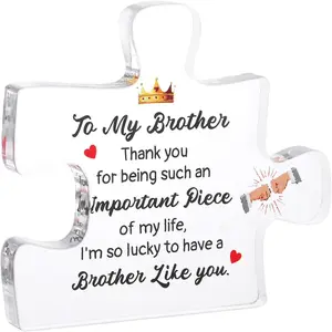 Brother Gifts from Sister, Acrylic Puzzle Plaque for Brother Birthday Card, Meaningful for Brothers, Funny Birthday Card Keepsake, Best Adult Men Souvenir - Acrylic Puzzle Plaque