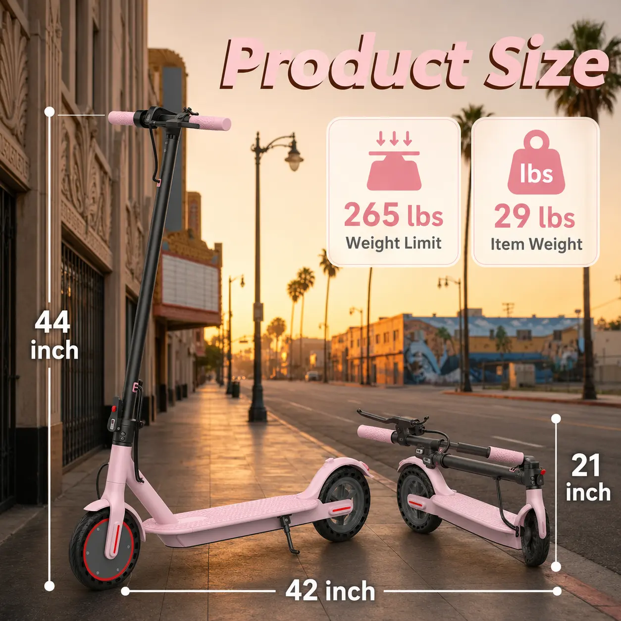 Women's Foldable Electric Scooter - 350W Brushless Motor, 8.5" Solid Tires, 19MPH Max Speed, Compact Fold, Lightweight Portable Commuter E-Scooter for Commuting & Urban Riding, Front LED Headlight, Bluetooth App Compatible, Solid Tire, Max 19Mph