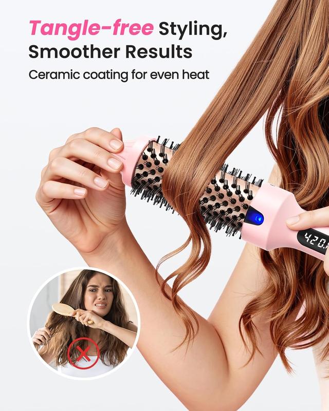 2025 Achieve Salon-Perfect Blowouts Anywhere – This 1.5-Inch Heated Round Brush with Negative Ions and 6 Heat Settings Delivers Frizz-Free, Glossy Styles in a Travel-Friendly Design