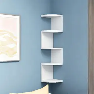 Wall Corner Shelf Organizer, Creative No-Drill Wall Mount, Multi-Layer Wood Plastic Triangular Storage Rack, Nordic Style Home Decor