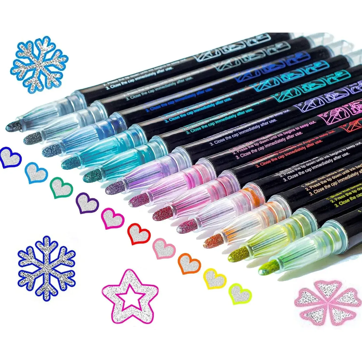 Stocking Stuffers Teen Girls: 12 Glitter Markers Christmas Gifts Teens Outline Glitter Pens Shimmer,Tween Teen Girl Gifts Trendy Stuff,Art Supplies Kids 6-8 9-12 10-12,Arts Crafts Kids Ages 8-12 Cute