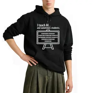 Unisex Long Sleeve Hoodies with Binary Code & AI Slogan – Perfect Gift for Programmers, Tech Lovers, and Students, Available in Plus Sizes
