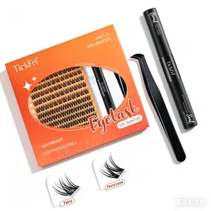 TikFri eyelash Flora Luxe DIY Lash Clusters Volume Lashes D Curl 8-16mm Soft Fibers Superfine Band Easy to Apply for Beginners Makeup Cosmetic