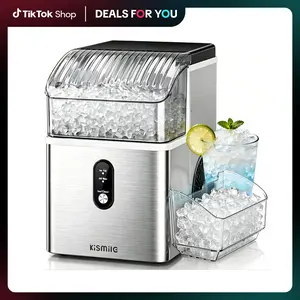 Kismile Countertop Nugget Ice Maker, Portable Crushed Ice Machine, 35Lbs/24H, 7 Mins Quick Ice, Self-Cleaning, One-Click Operation, Home Kitchen Office Bar