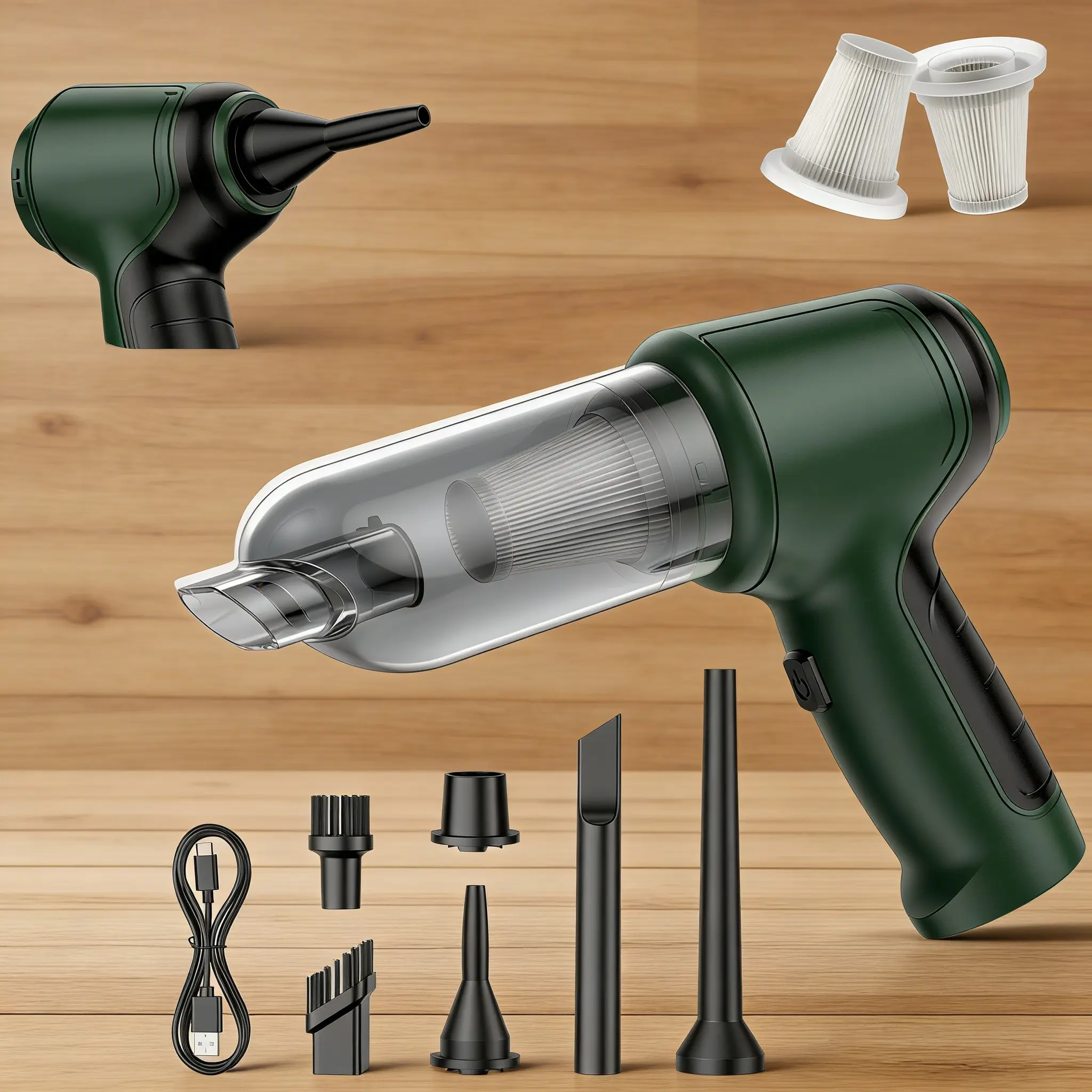 15000PA Suction 120W High Power Cordless Handheld Vacuum, Rechargeable Wet Dry Car Vacuum Cleaner with Washable HEPA Filter & Multiple Nozzles, Portable Mini Vacuum for Car Home Office Pet Hair Dust Cleaning