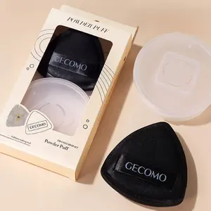 2-Pack Triangle High Fashion Black Powder Fluffy Sponge for Dry/Wet Use, Concealer & Long-Lasting Makeup, Blotting Powder Cake, Non-Sheeting