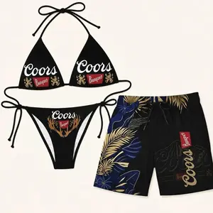 Coors Banquet Couple Swimwear Set, Bikini & Swim Trunks Beach Outfit THT GXE