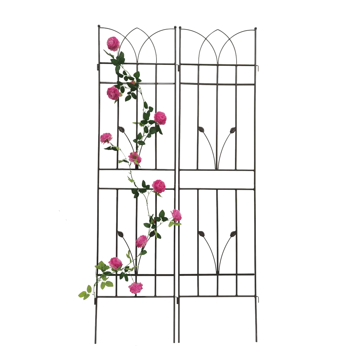 36.5"L*71"H 2‑Pack Galvanized Powder‑Coated Metal Garden Trellises, 17.7"W Rust‑Resistant Plant Supports for Peas Beans Roses Clematis, DIY Privacy Screen Corner Trellis