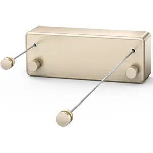 Retractable Wall-Mounted Clothesline, 16.5" Stainless Steel Double Lines for Indoor Outdoor, Ideal Laundry Drying Solution for Balcony Courtyard (Gold)