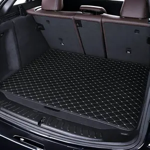 Waterproof Trunk Mat Universal Fit Heavy Duty Cargo Liner for SUV Sedan Truck All Weather Protection Non Slip Leather Grain Easy Clean Black Red