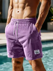 Men's Textured Casual Shorts, American Retro Lazy Style, High Elastic Ice Silk Fabric, Breathable, Adjustable Waist, Hidden Pockets