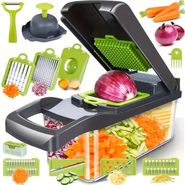 16-in-1 Vegetable Chopper & Slicer Set | Multifunction Vegetable Cutter with Container