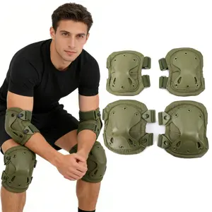 Combat Knee & Elbow Pads Set for Outdoor CS Paintball Games, Safety Protective Gear Package for Cycling Skateboarding Skating, Impact Resistant Knee Elbow Guards for Outdoor Sports & Action Activities, Sports Knee Brace