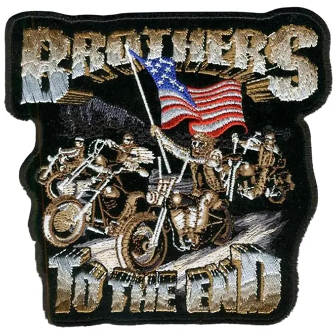 Brothers to The End Large Biker Motorcycle Large Back Patch for Vests 11x10 Inch