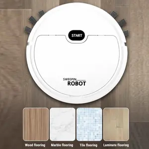Robot Vacuum Cleaner, USB Smart 3 in 1 Super Thin, Powerful Suction, Quiet, Self Charging Robotic Vacuum Cleaner, Cleans Hard Floors to Medium Pile Carpets (White)