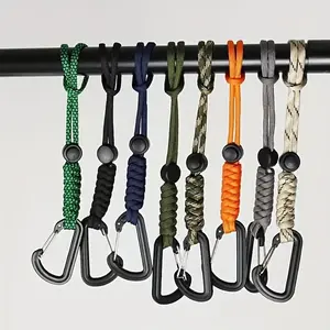 1/2/3counts Paracord Keychain, Anti-lost Rope, Backpack Anti-lost Rope, Outdoor Emergency Key Rope, Hook Carabiner For Leash, Sports & Outdoor Accessories