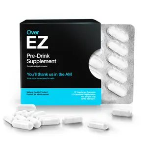 Over EZ Pre-Drink Supplement - Party Vitamin for a Night Out & Better Mornings (12 Capsules) & Milk Thistle, Amino Acids, Vitamin Bs Dietary Edible