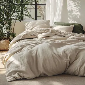 Bedsure Linen Duvet Cover  - Linen Cotton Blend Duvet Cover, PureWoven Cooling & Breathable Bedding Set for Hot Sleepers, Moisture Wicking & Durable Cover Set 3 Piece  (No Comforter)