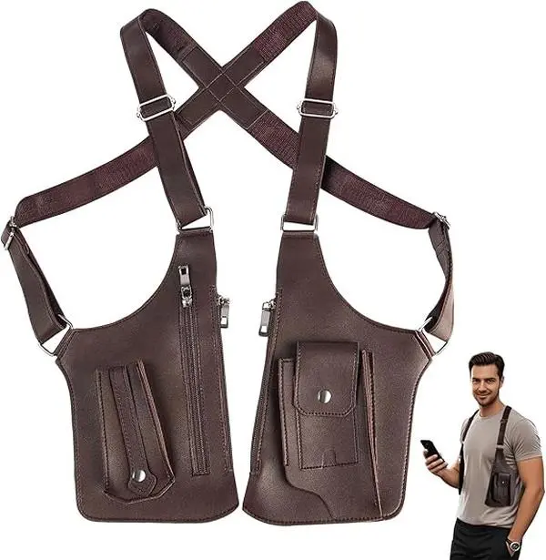 Men's Retro Adjustable-Strap Shoulder Bag - Casual Athletic Zip-Closure Lightweight Multifunctional Pouch, Ideal Father’s Day Gift for Cycling, Hiking