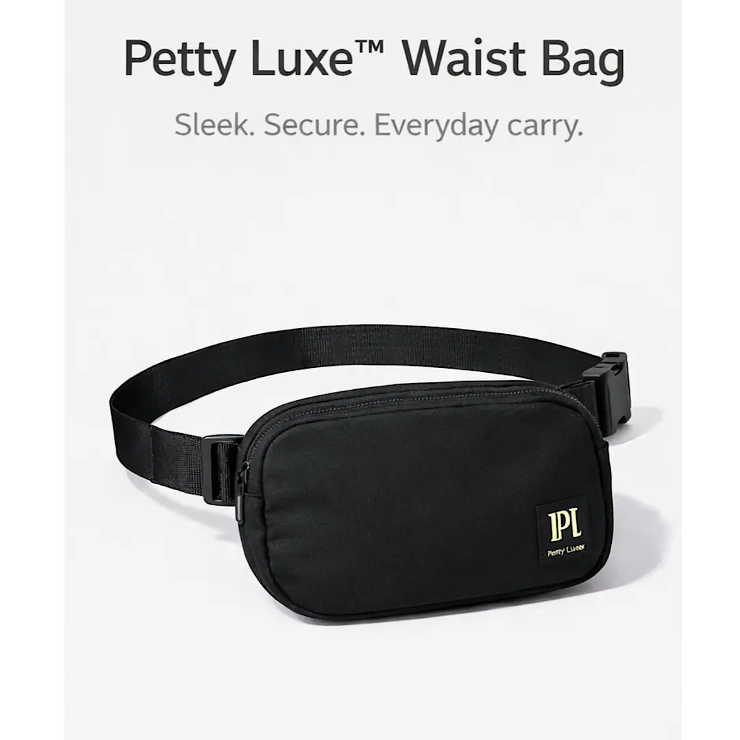 Petty Luxe Waist Bag Water-Resistant Crossbody & Fanny Pack with Adjustable Strap Unisex Design for Daily Errands Travel Festivals
